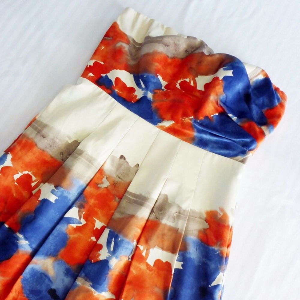 ❣️Watercolor Floral Strapless Dress w Pockets